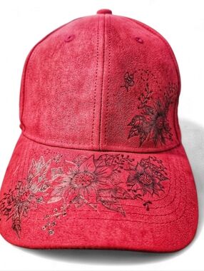 Hand Burned Ball Cap, Unique, Sunflowers And Bees